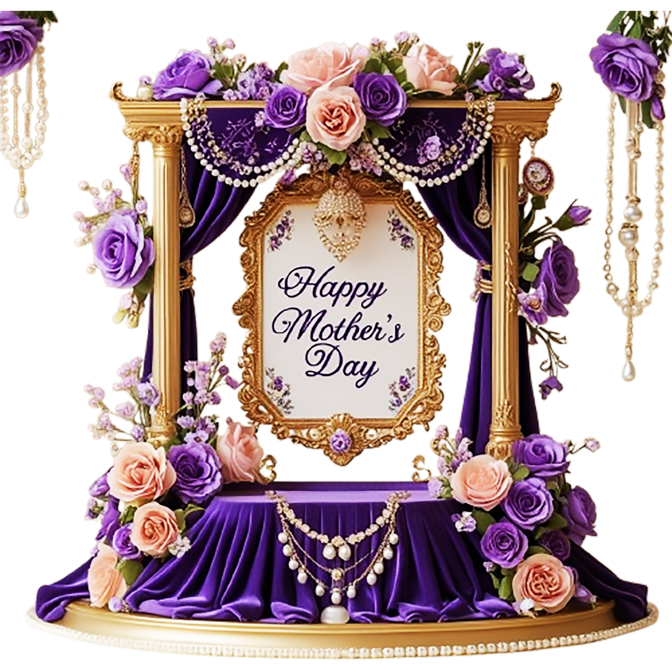 Ornate golden frame mother's day greeting png