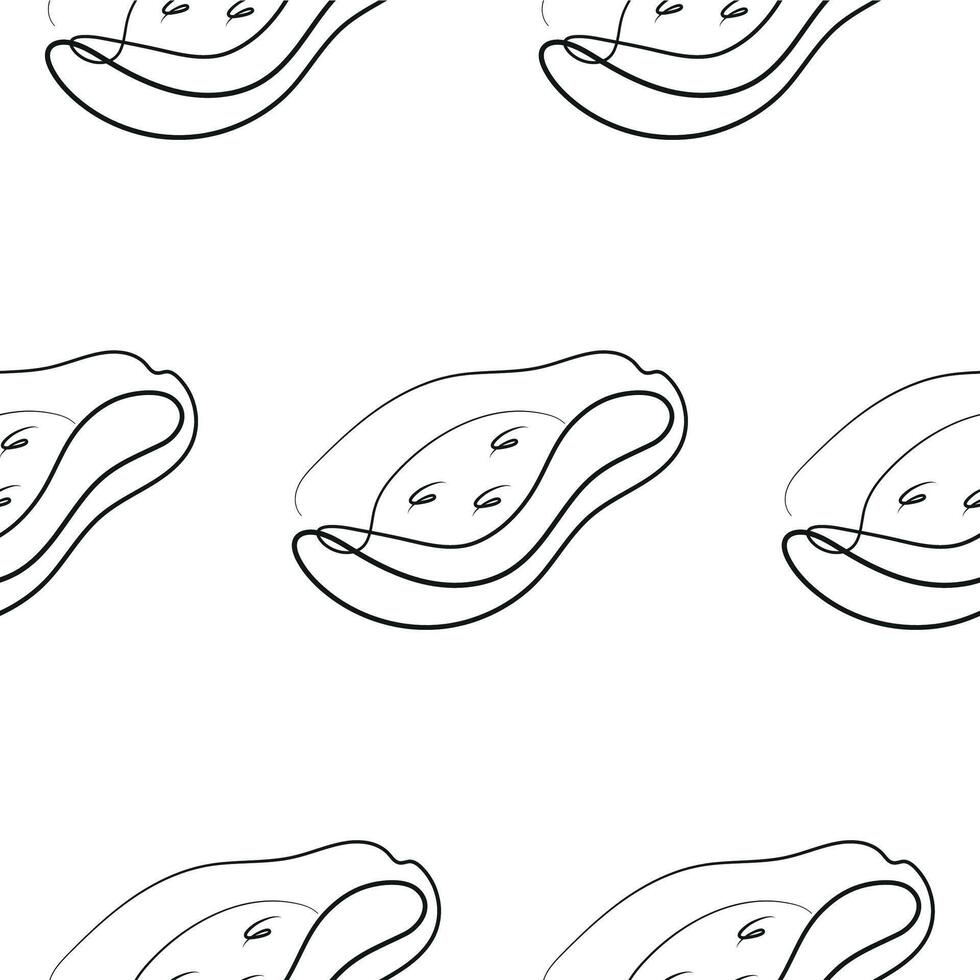 pattern with a simple icon of a half of a papaya in line art style, for various designs and patterns vector