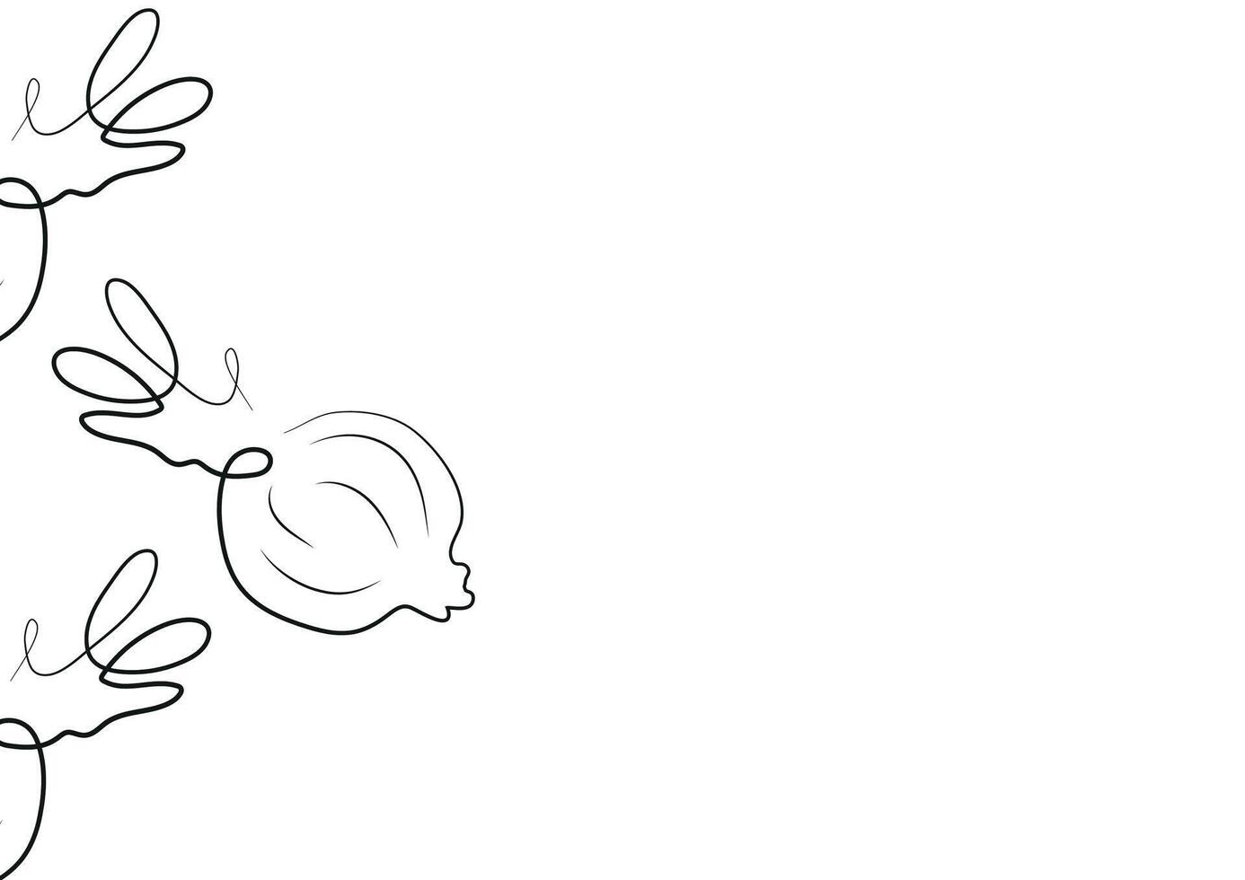 poster with a simple icon of an onion head with greens in line art style, for various designs and patterns vector