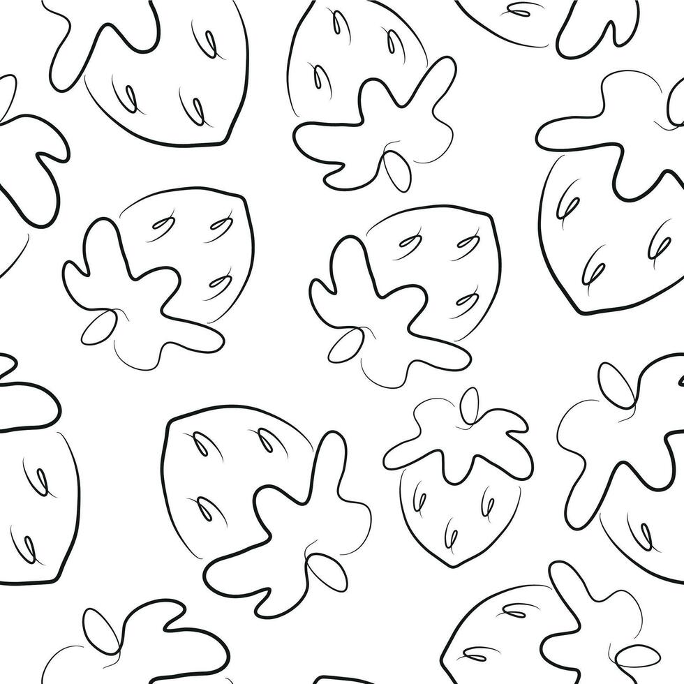 seamless pattern with a simple strawberry icon with a tail in line art style, for various designs and packaging vector