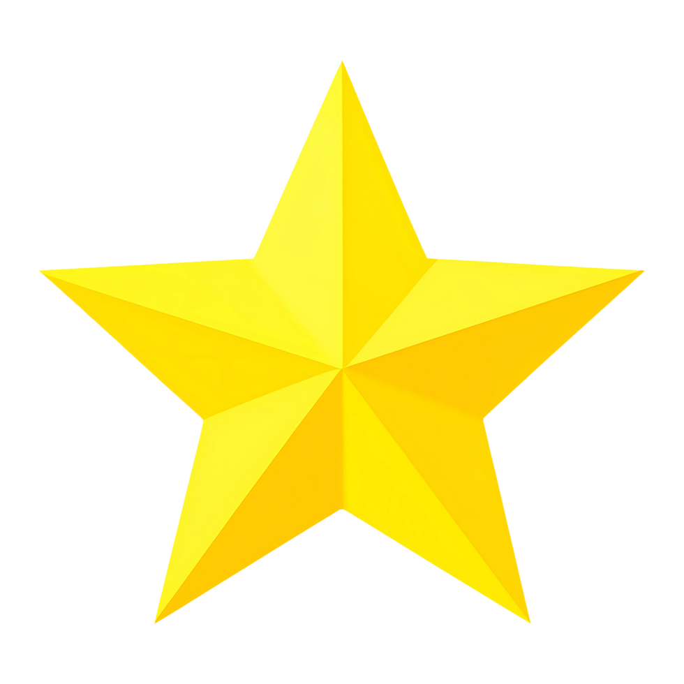 Bright Yellow Star Symbol for Celebration or Badge Graphics png