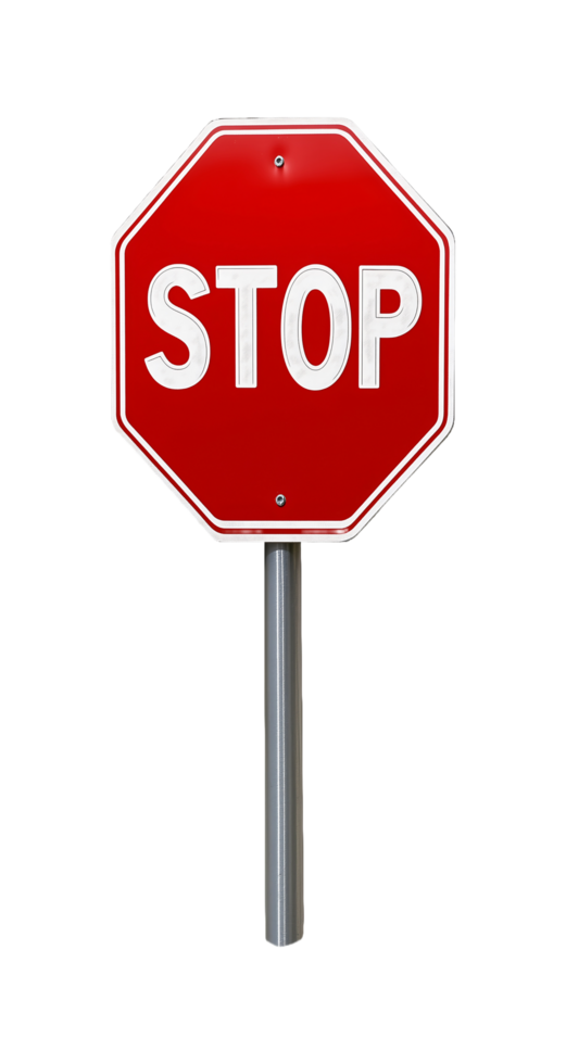 Realistic Red Stop Sign Icon for Road Safety or Traffic Design png