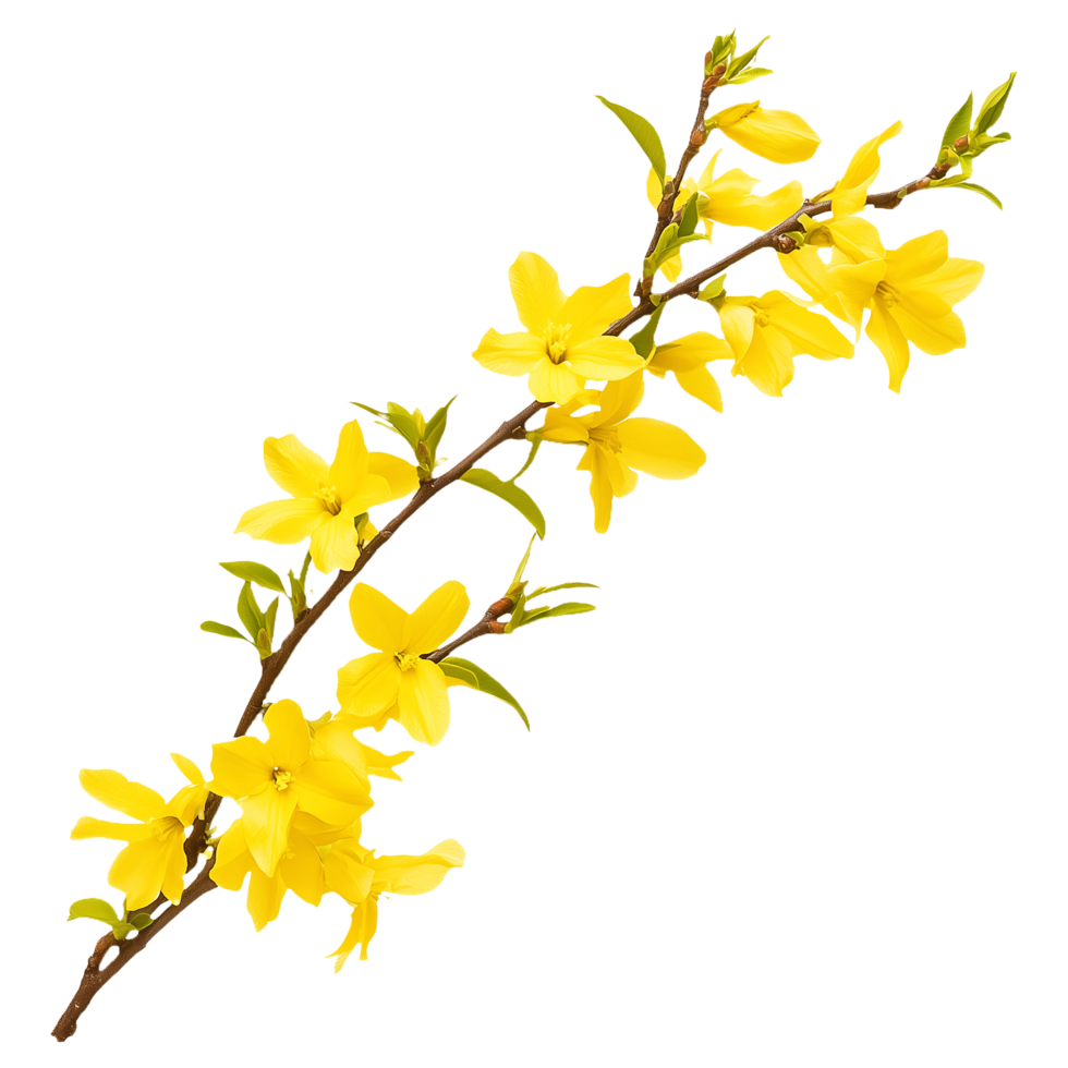 Forsythia Yellow Blossom Branch Transparent png