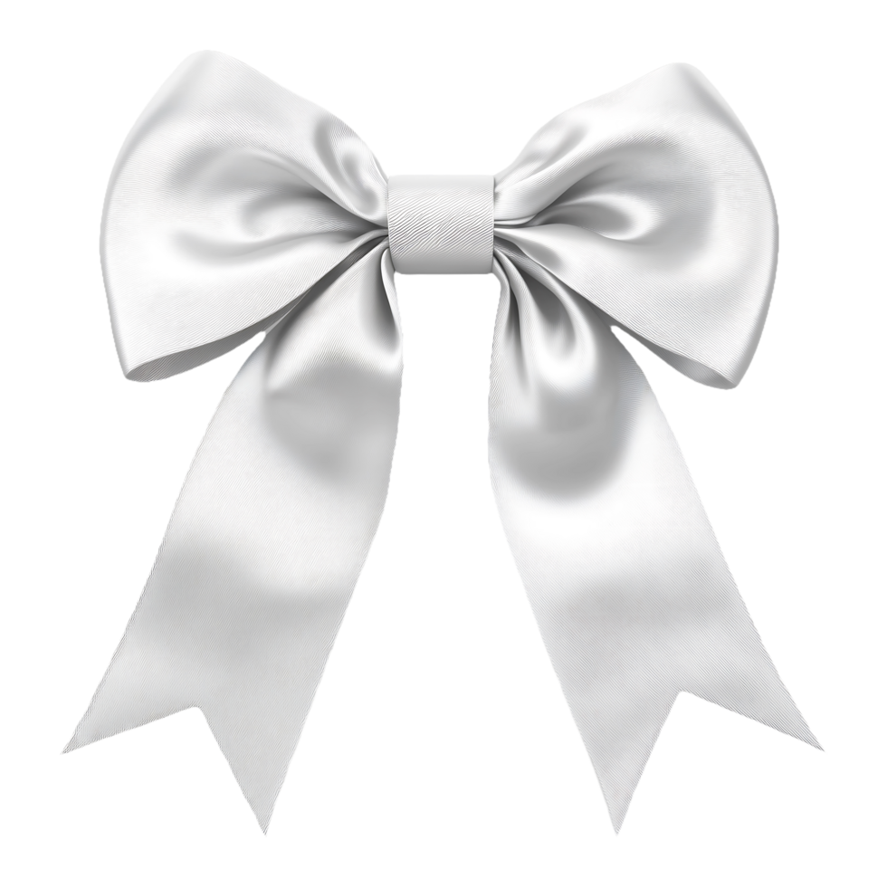 White Satin Ribbon Bow Elegant Gift Decor png
