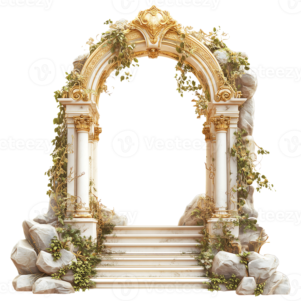 archway with vines and flowers on top png