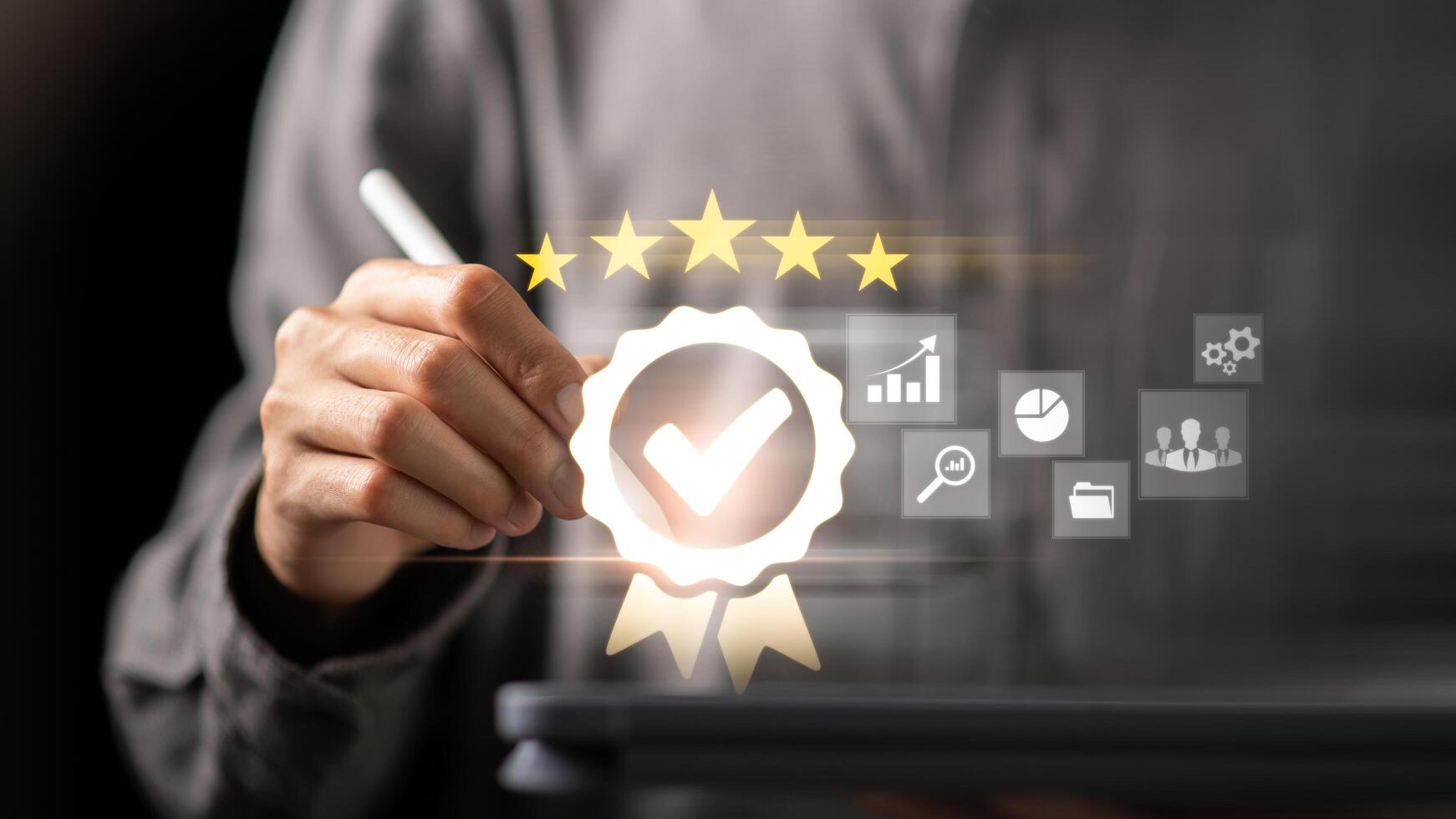best quality assurance concept for product assurance , Inspection of quality and standards of the organization , standard quality, ISO ,product Certification , Industry Certification, Guarantee photo