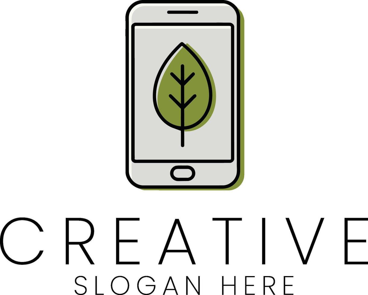 Modern Eco Mobile App Design Green Leaf Smartphone icon life clean plant fresh image vector