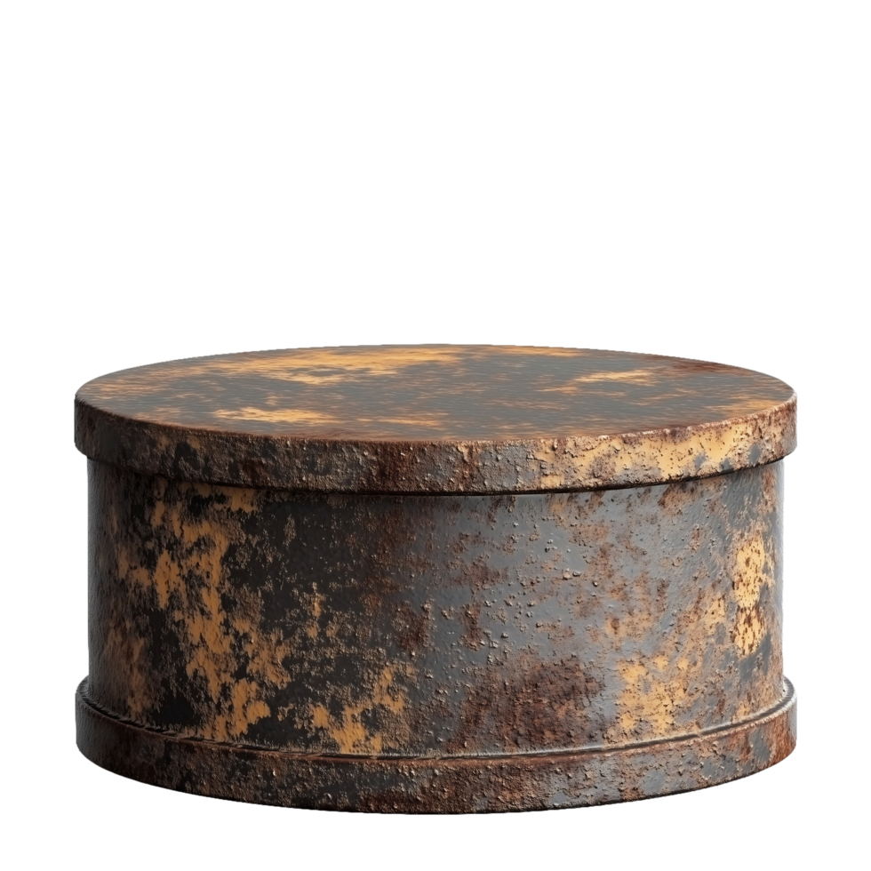 Vintage Rusty Steel Cylinder Display Stand png