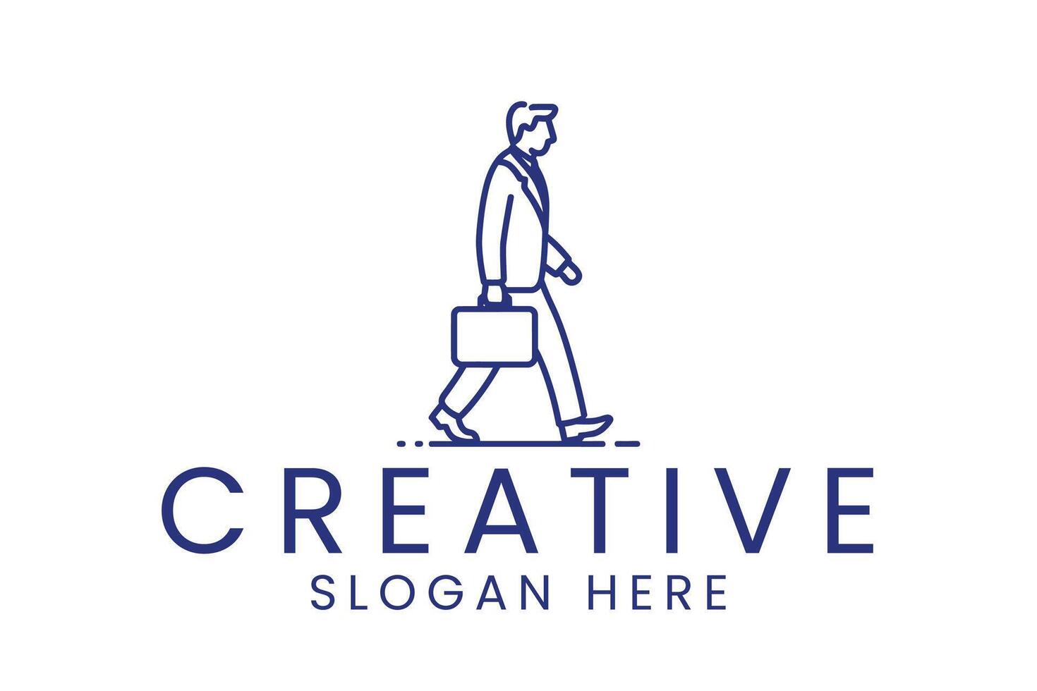 Business of man walking with briefcase outline art vector
