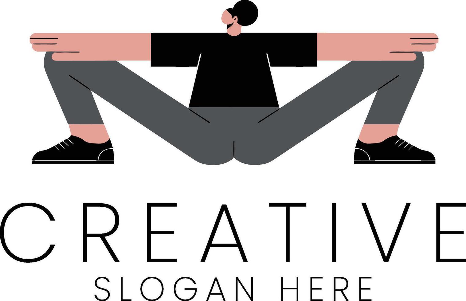 Stylish Modern Yoga Pose Minimalist Graphic Design art girl icon grey flat vector