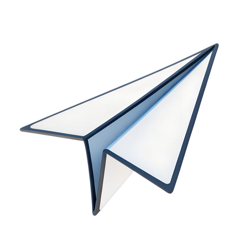 3D icon, Paper Plane A paper airplane, representing sending messages, Midnight Blue Theme png