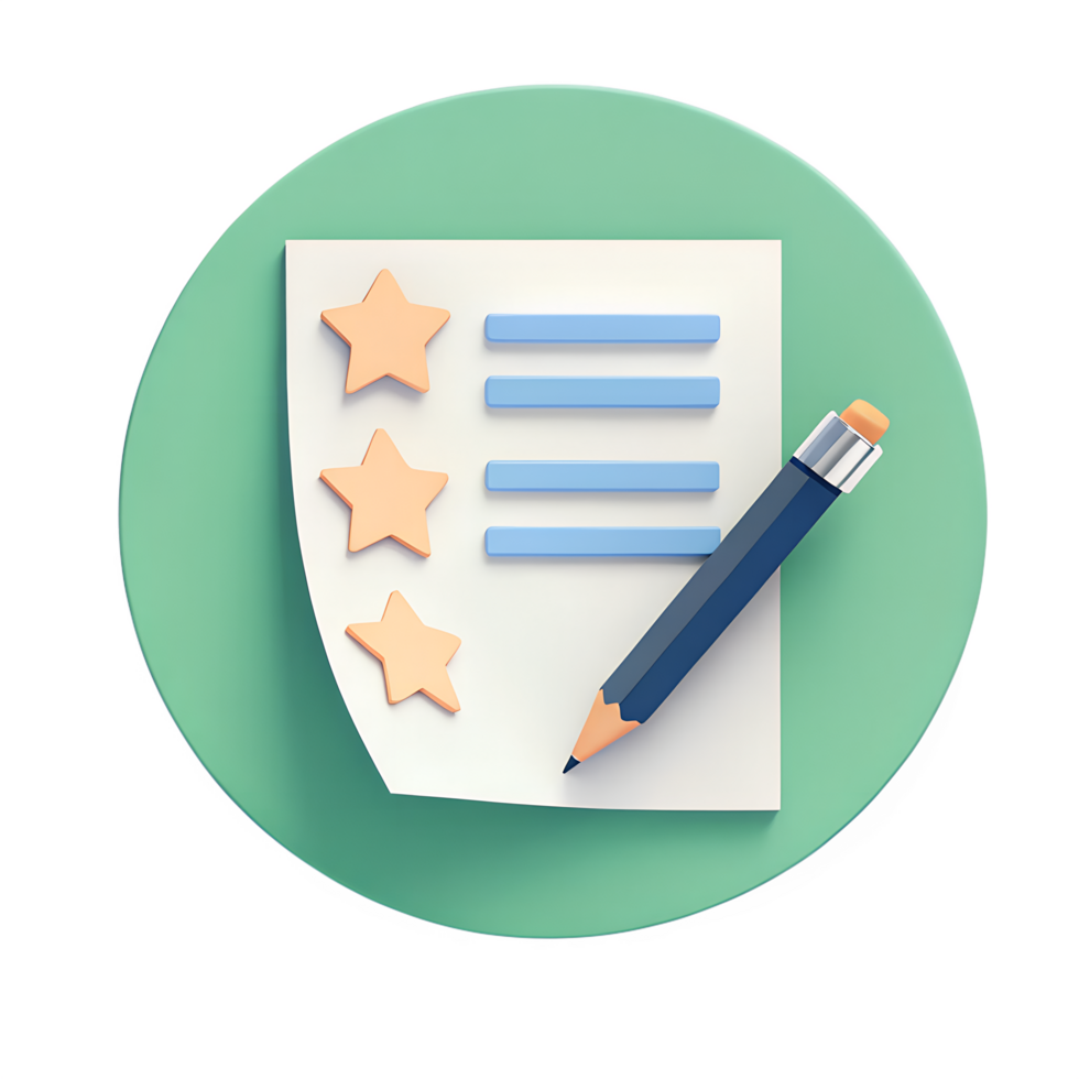 icon 3d style, A document icon with a pencil on it, indicating editing, review, or business writing and documentation png