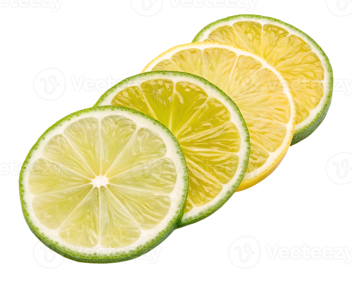 Collection Set of slice Lemons isolated on a transparent background png
