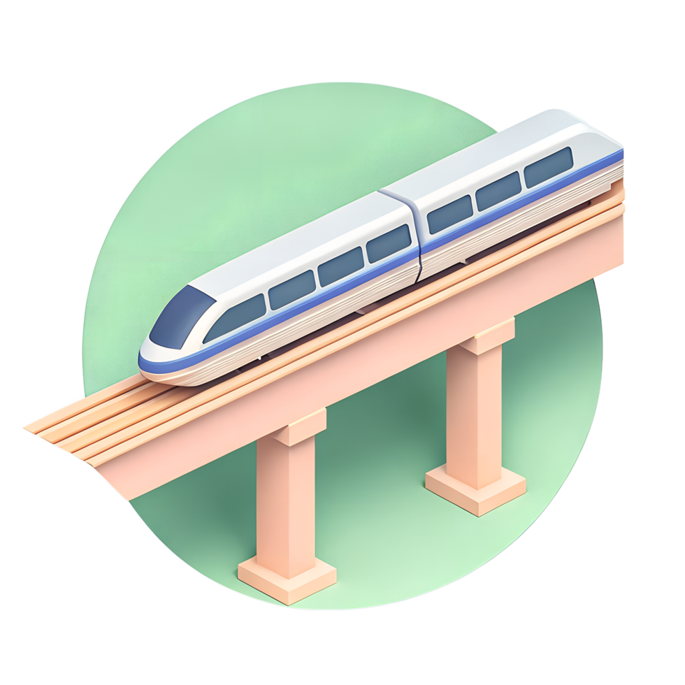 icon 3d style, icon, A high-tech maglev train floating above the track with no visible wheels png