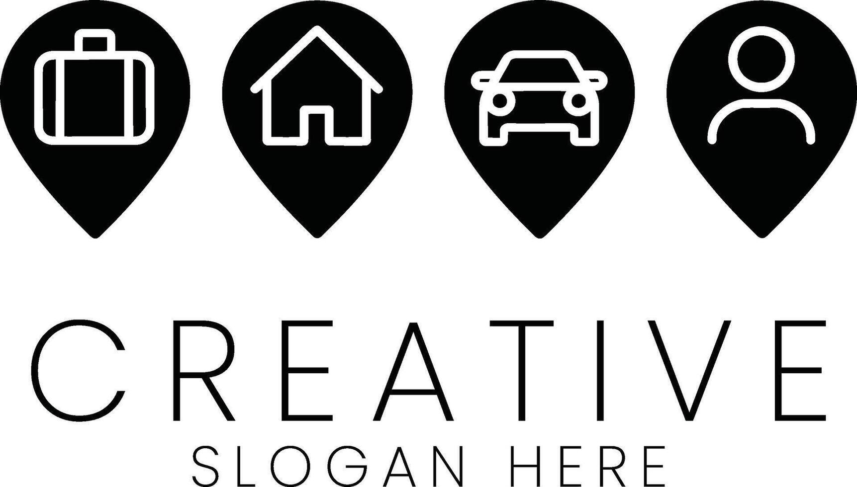 Modern Location Icons Travel Home Car Person Design map pin gps flat route signs black vector