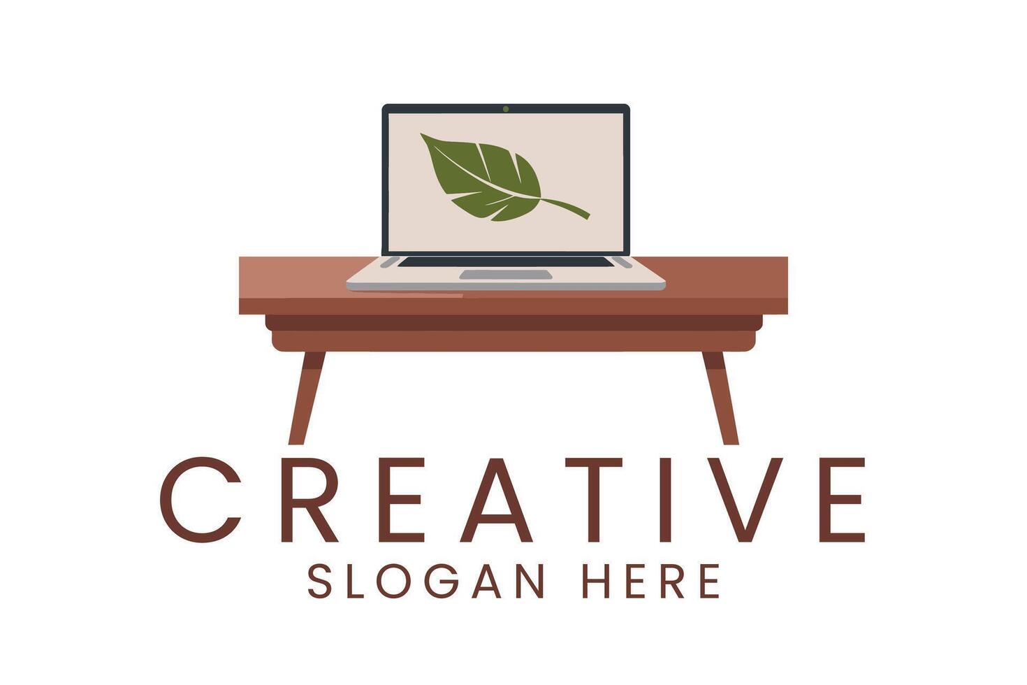 Eco friendly laptop on desk for green technology and sustainable business 83 vector