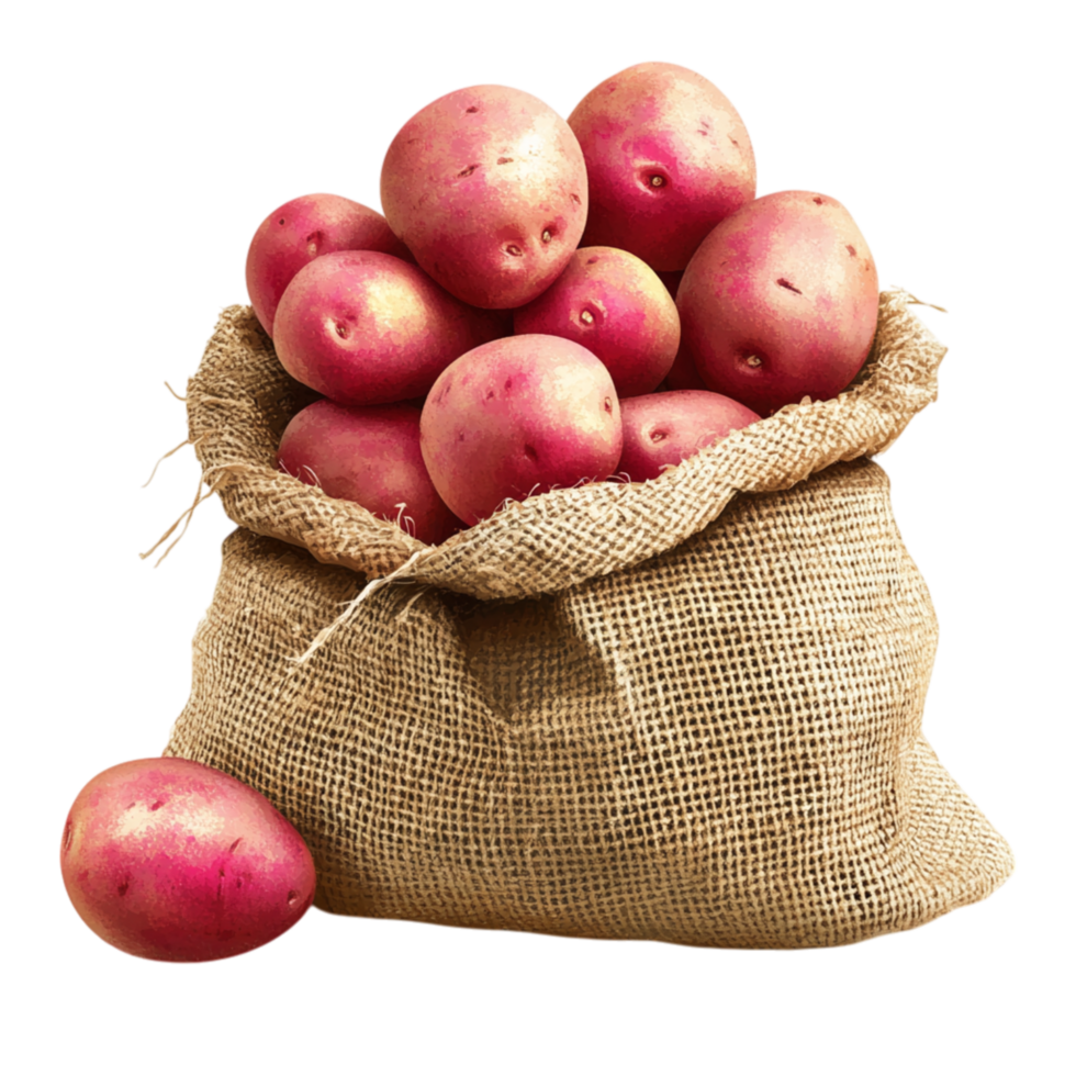 Fresh Red Potatoes in a Woven Sack Healthy Organic Root Vegetables png
