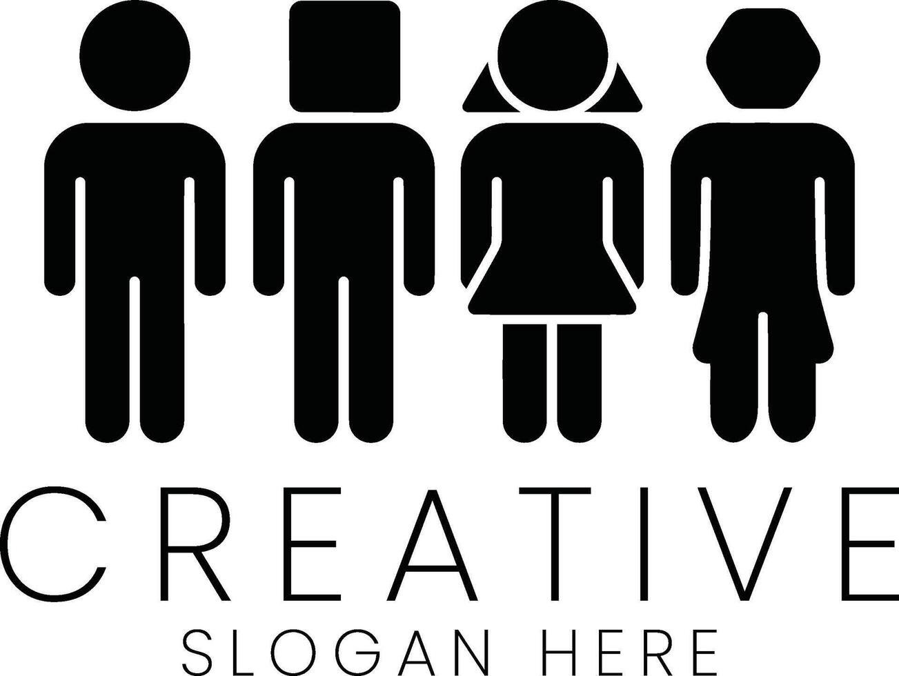 Unique Diverse People Group Icon Creative Design man team flat unity style black vector