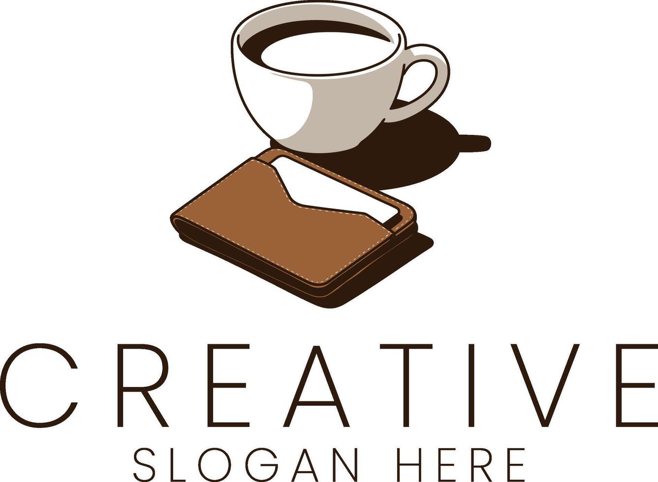 Coffee Break Wallet Design Modern Minimalist Illustration cup icon cafe work flat vector