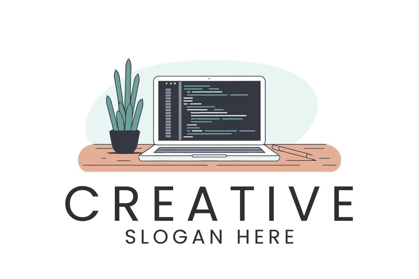 Creative coding development company and branding for tech startup firm vector