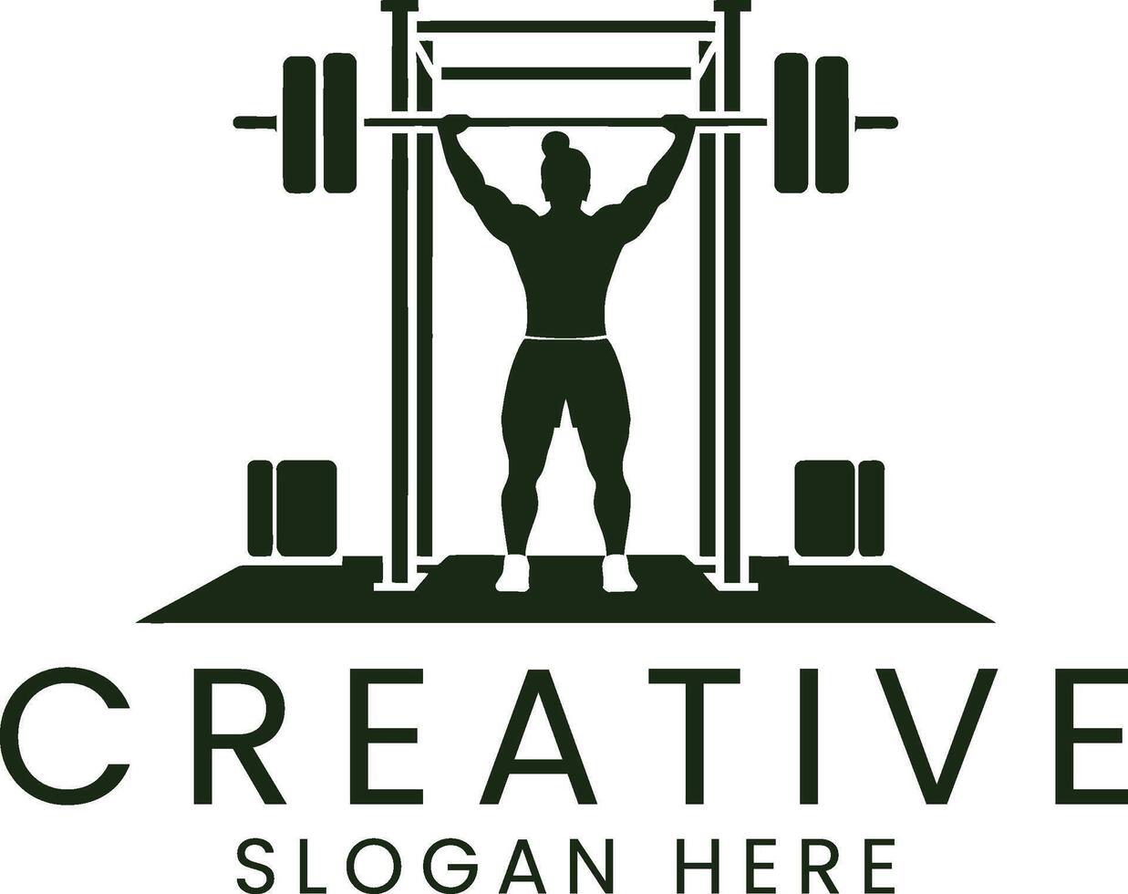 Strong Athlete Weightlifting Powerlifting Gym Fitness man rack icon dark vector