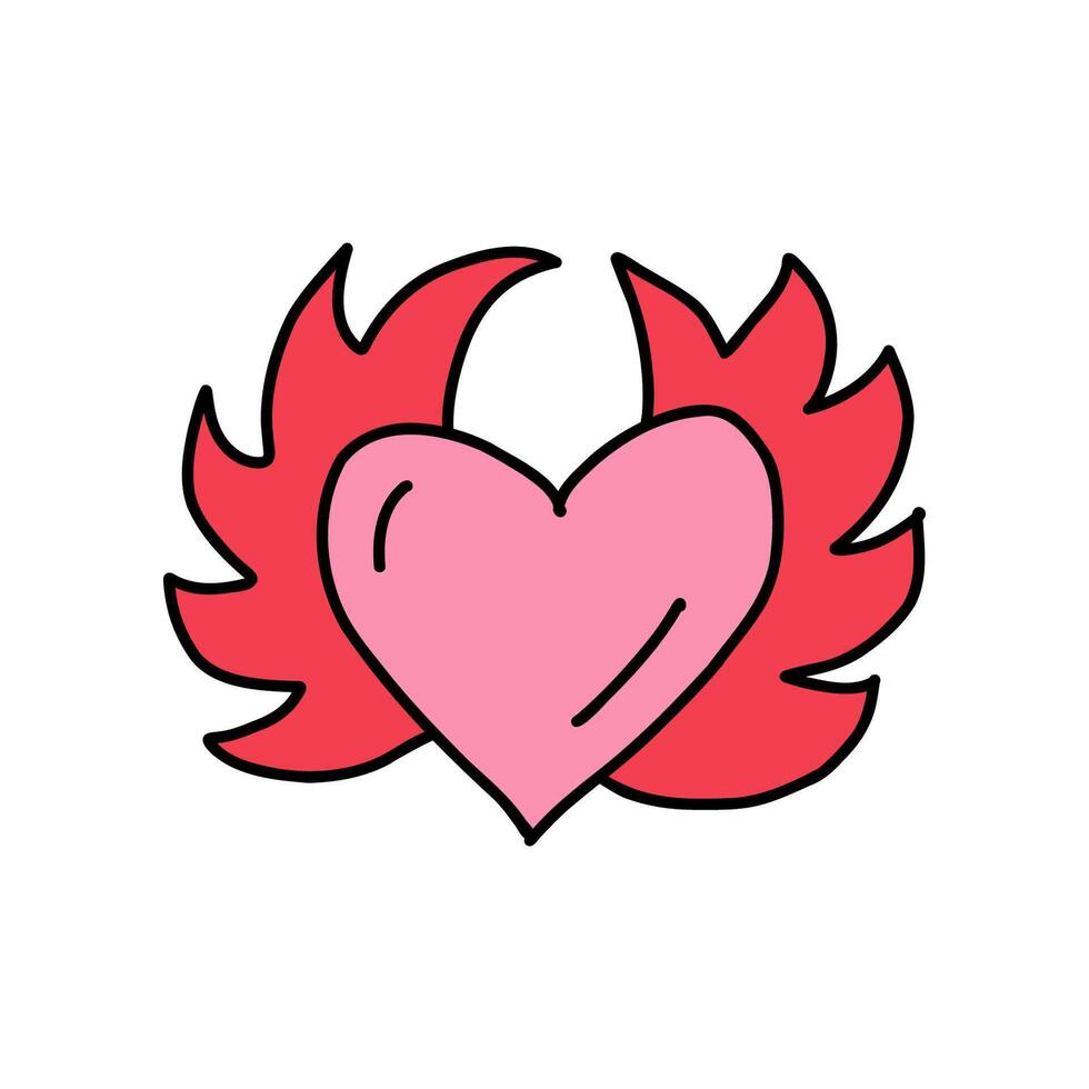 Heart with wings in doodle style. Hand drawn heart with red wings for romantic, love and dating concept. Perfect for Valentines Day, love cards or expressions of affection. Flying heart with wings. vector