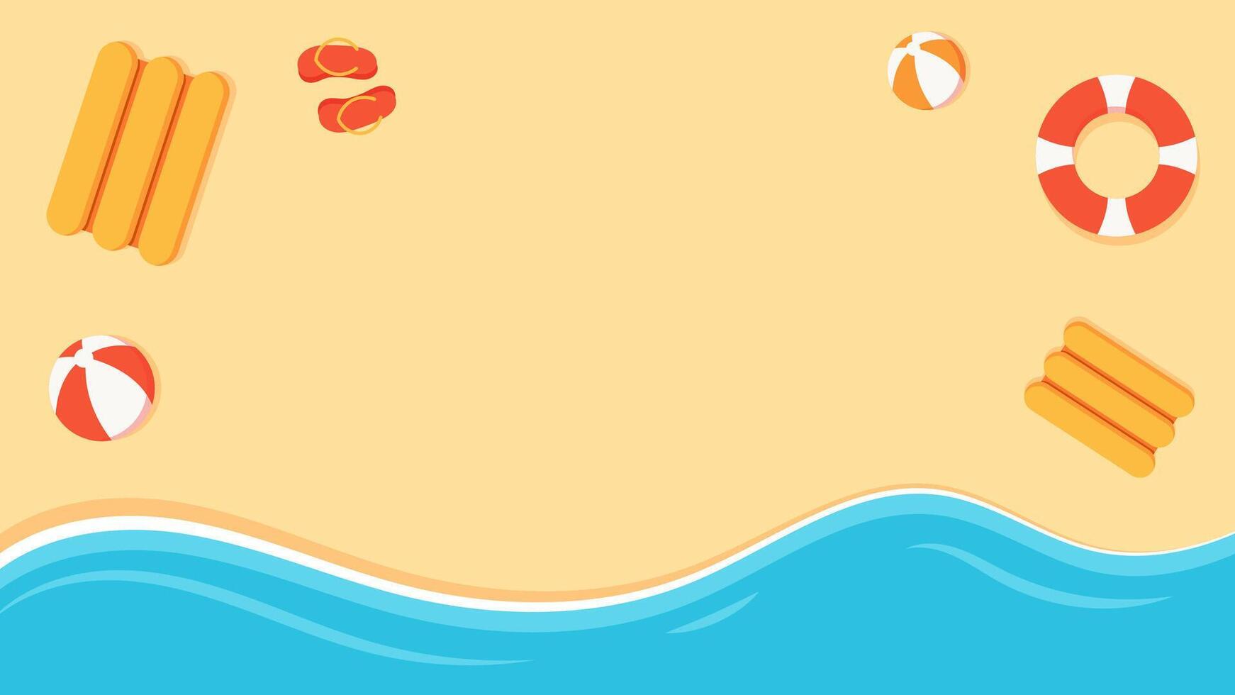 Summer beach illustration with cheerful tropical feel and refreshing colors. Copy space background vector