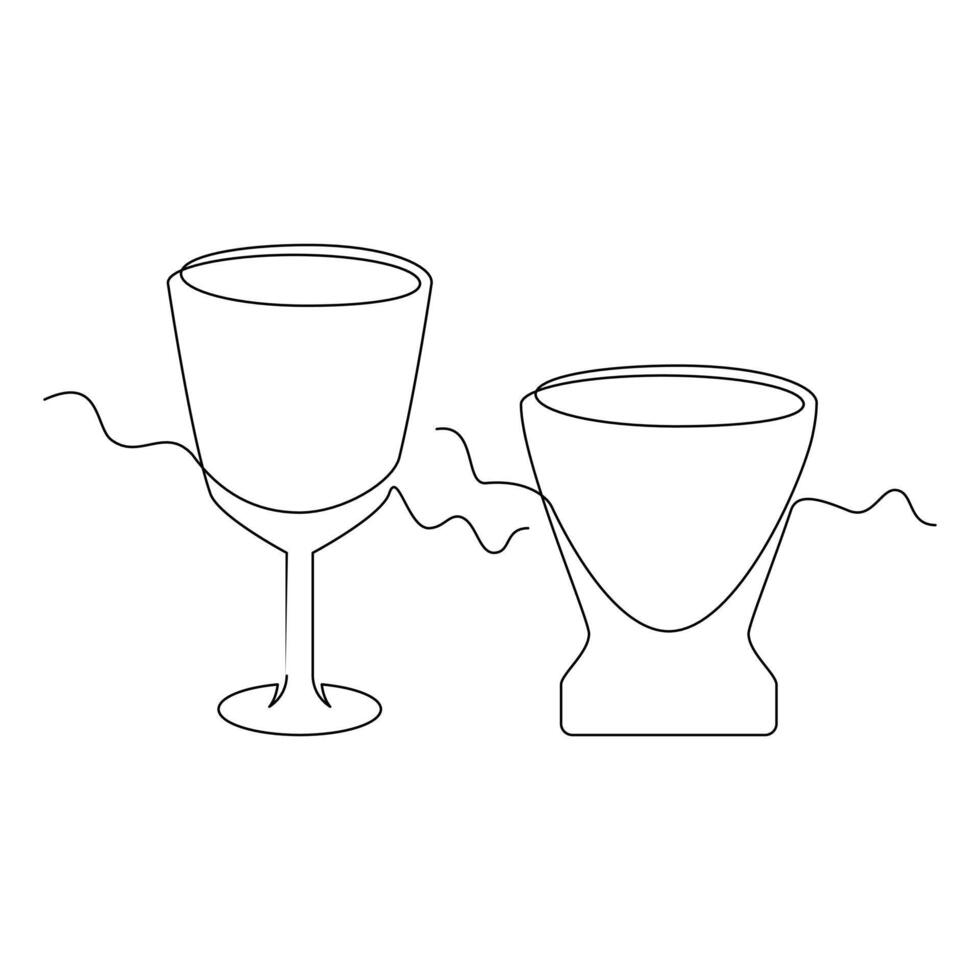 one line art Cocktail Glass illustration. line art, one continuous line, simple, hand drawn and sketch style. for icons, symbols, signs or logos vector