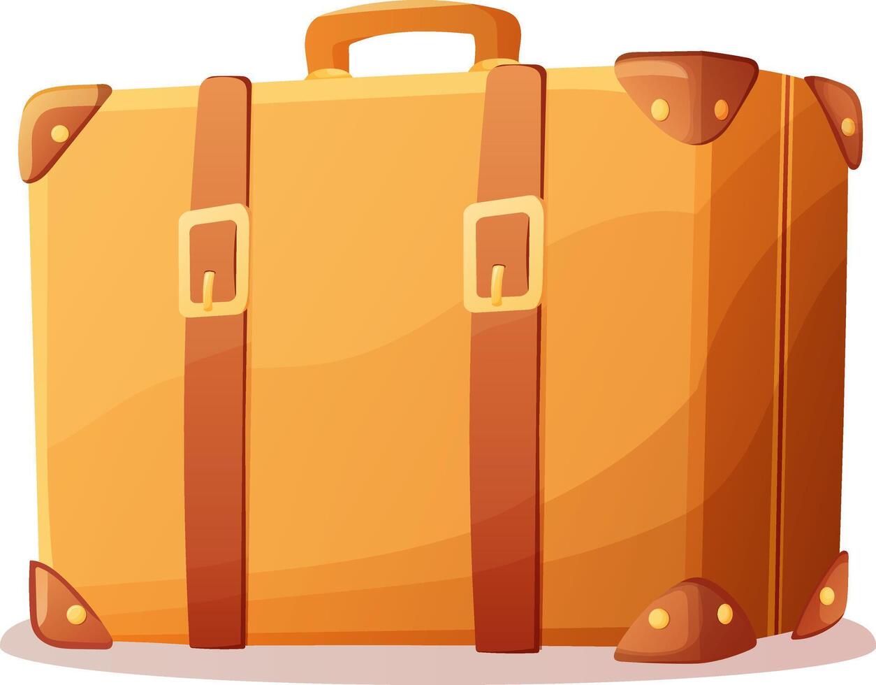 Retro leather suitcase with straps vector
