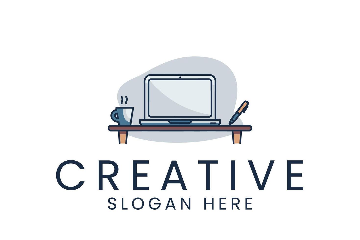Creative workspace with laptop coffee and pen for business branding vector
