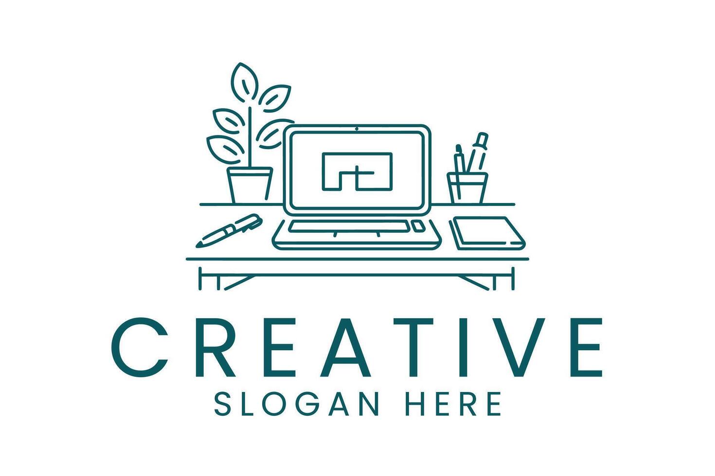Creative workspace for freelancers and remote workers with desk setup vector
