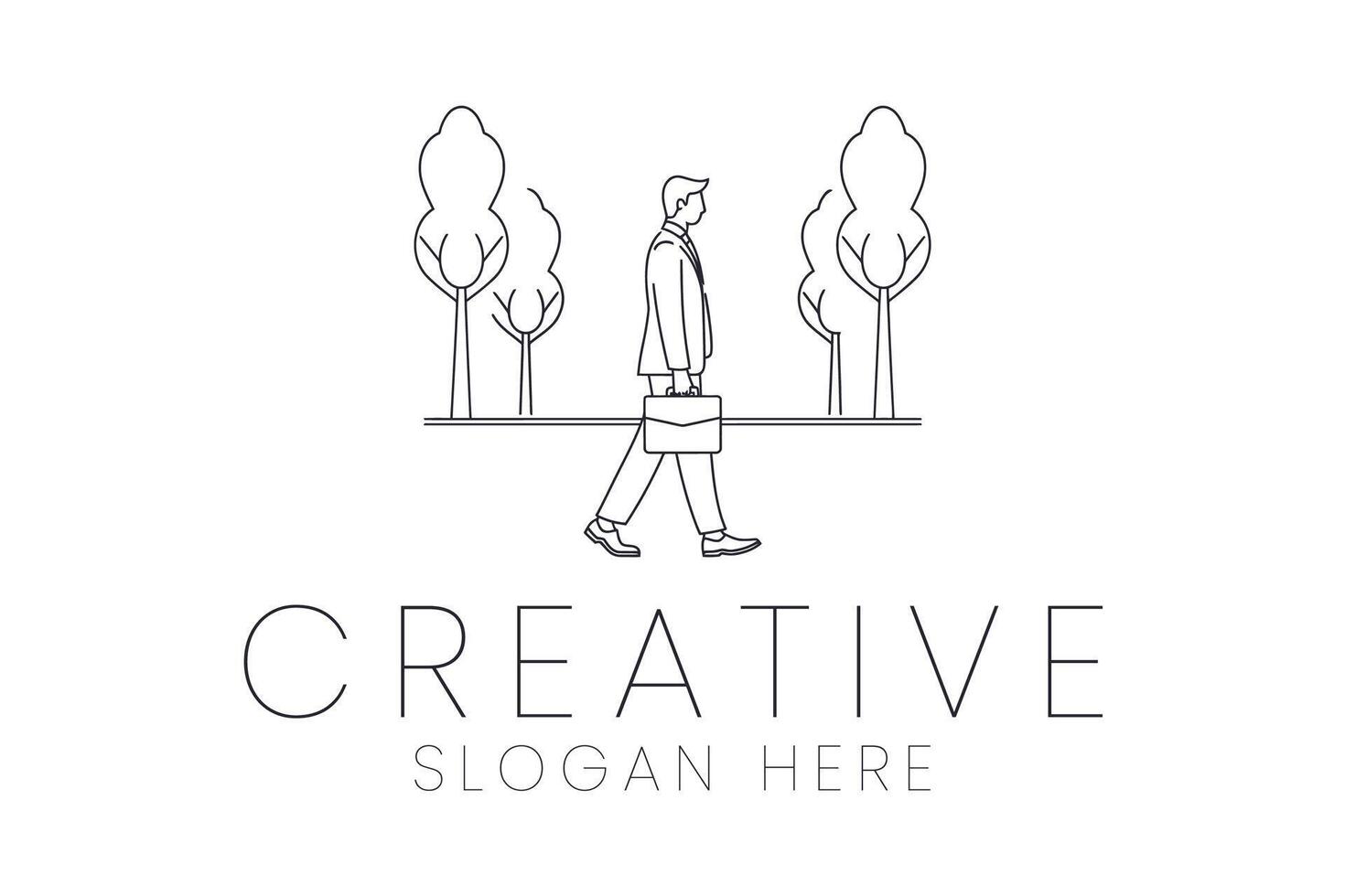 Minimalist business with walking man and trees for creative company vector