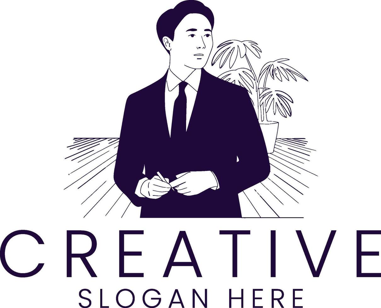 Stylish Businessman Creative Professional Portrait tie art work suit dark vector