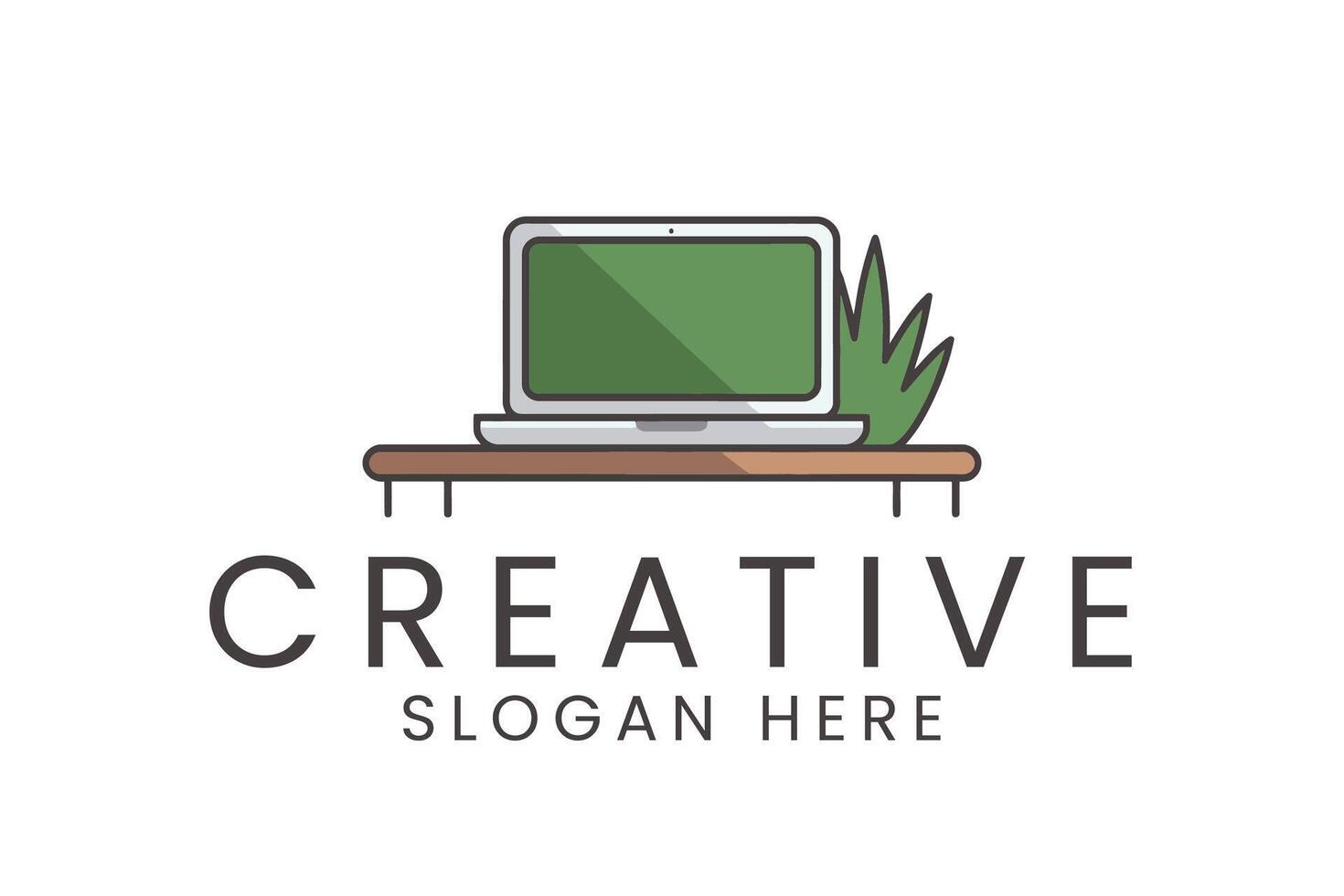 Creative laptop desk for technology company and business branding use vector