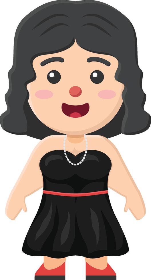 cartoon woman in black dress with red nose vector