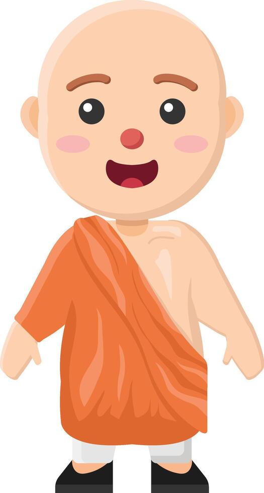 buddha asian background cute cartoon chinese clean golden icon monk drawing cartoon character god vector