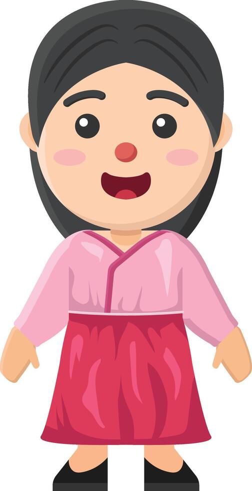a cartoon girl in traditional clothes vector