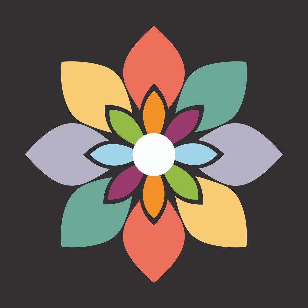 Minimalist Colorful Flower Art for Decorative Use vector