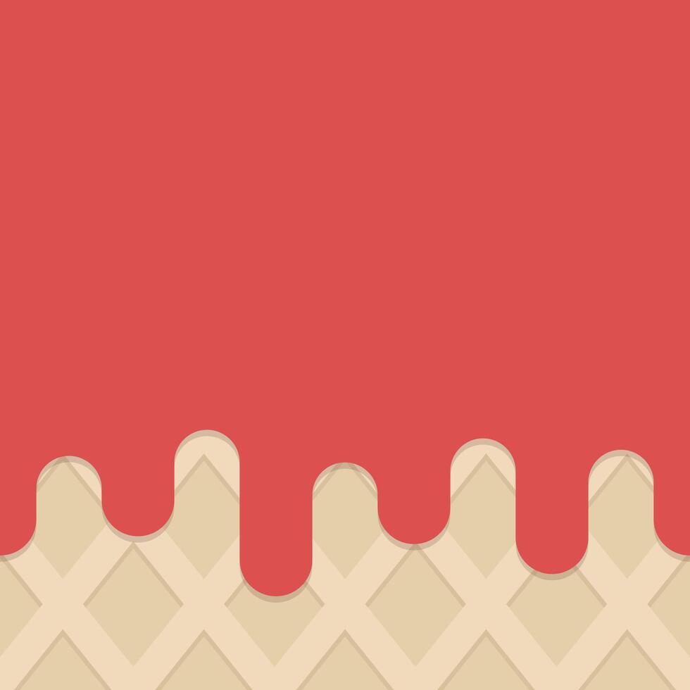 Melted strawberry cream on wafer illustration background with copy space vector