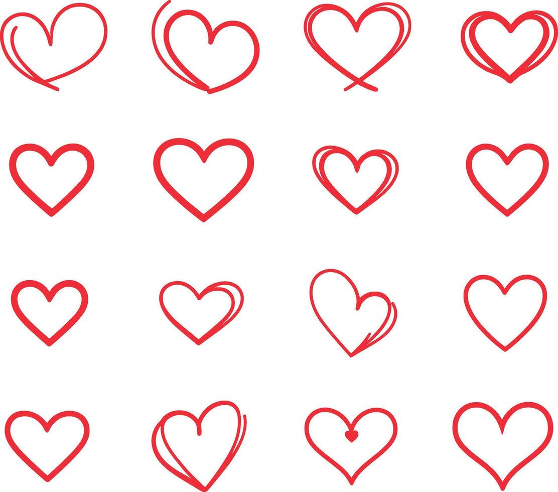 Minimal Heart of Love Icon Set for Romantic Designs vector