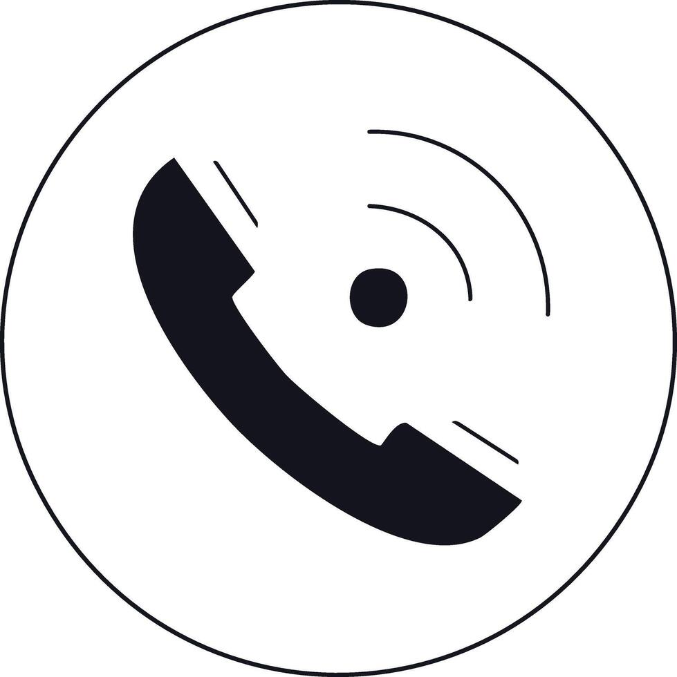 Phone icon in circle on white background vector