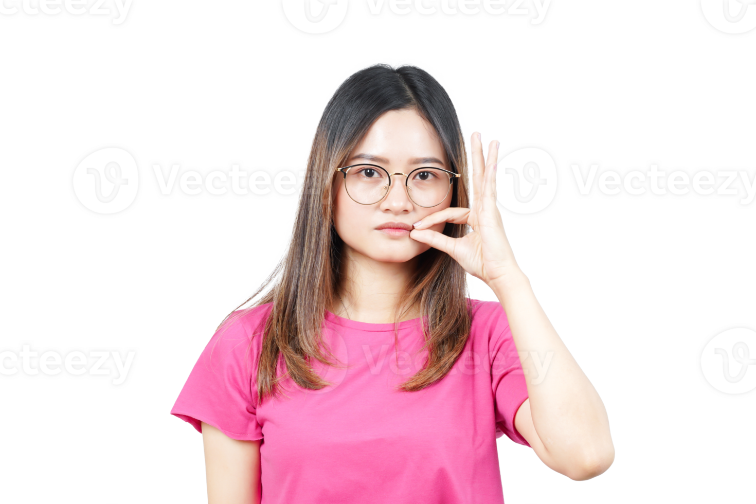 A woman in glasses making the ok sign png