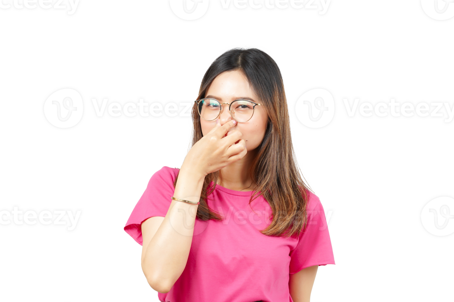 A woman covering her mouth with her hand png