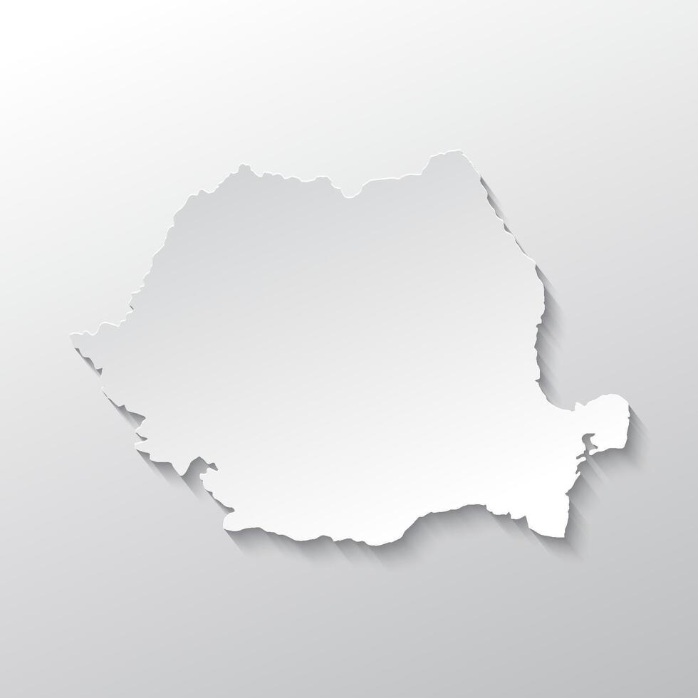 Grey Romania map in paper style for presentations, infographics, reports, poster design vector