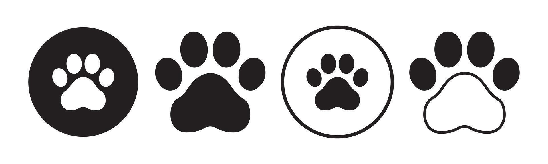Black paw print icon. Animal footprint icon illustration vector