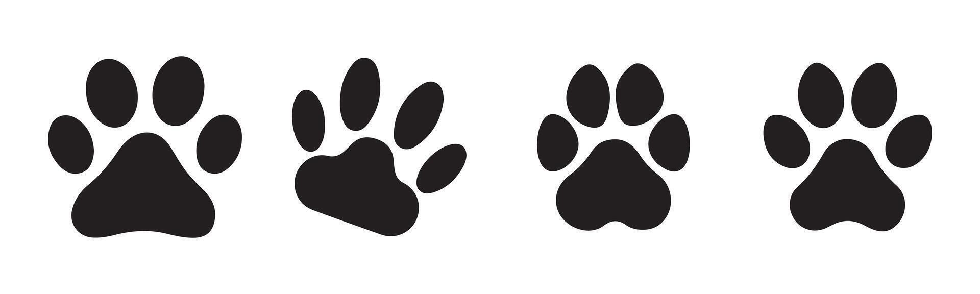 black big cat paw print silhouette icon vector