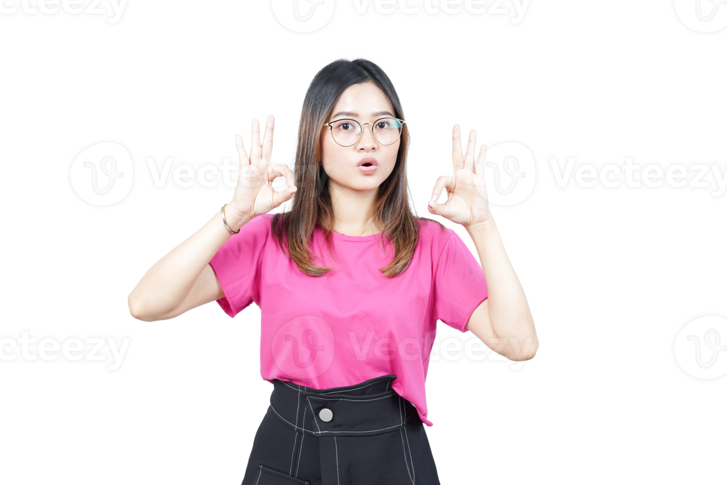A woman making an ok sign with her hands png