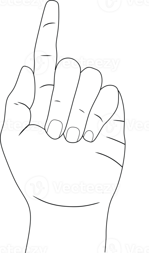 Outline Drawing of a Hand with Index Finger Raised png
