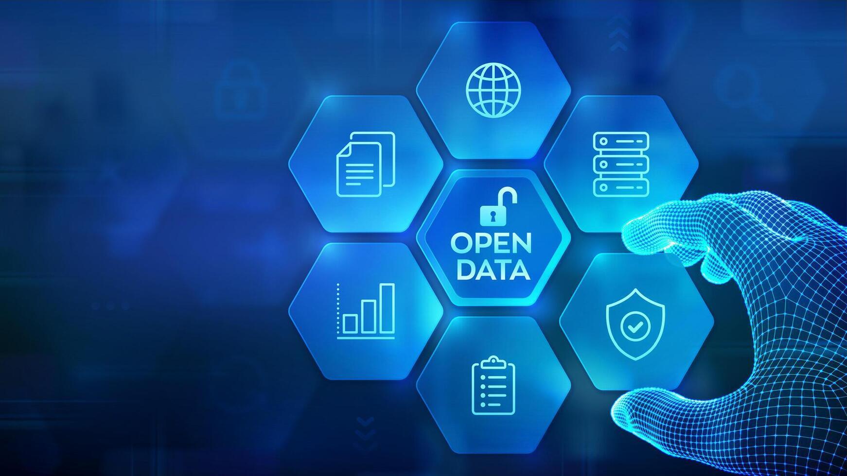 abierto datos base de datos. digital archivo almacenamiento sistema software. en línea documentación base de datos tecnología concepto. integración API. estructura metálica mano lugares un elemento dentro un composición visualizante DM vector