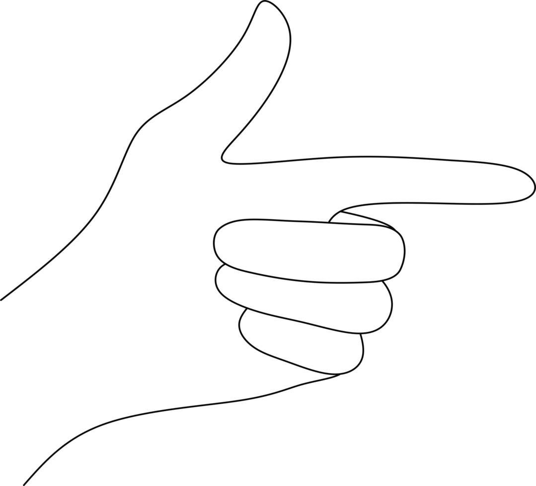 Minimalist Outline of a Hand Making a Pointing Gesture on Transparent Background png